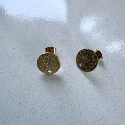 Clous d'oreilles ronds effet pailleté en acier inoxydable 304 doré pvd 12 mm