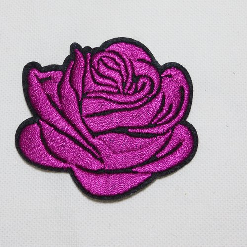 Ecusson thermocollant, patch fleur rose violette