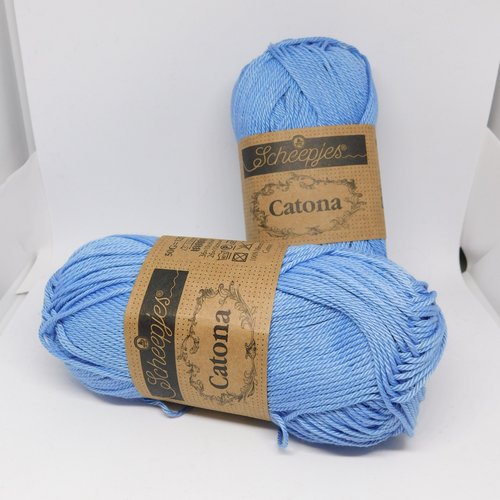 Fil de coton à tricoter - catona scheepjes - 247 bluebird - bleu