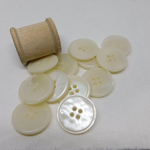 Bouton rond blanc  4 trous - taille 20mm -