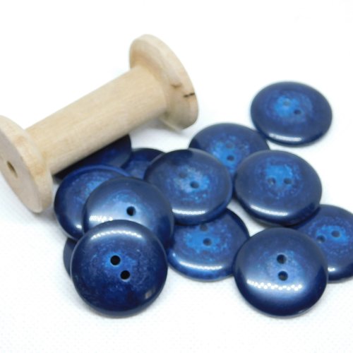Bouton rond bleu 2 trous - taille 22 mm -