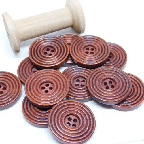 Boutons bois ronds  - taille 25 mm -