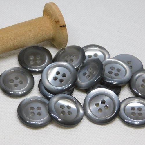 Bouton rond gris- taille 20 mm -