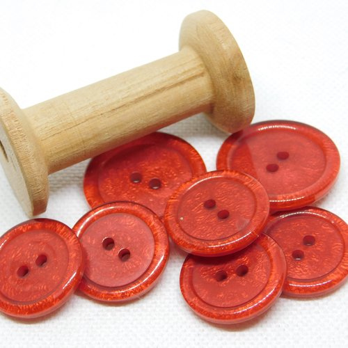 Bouton rond rouge 2 trous - taille 20 mm -
