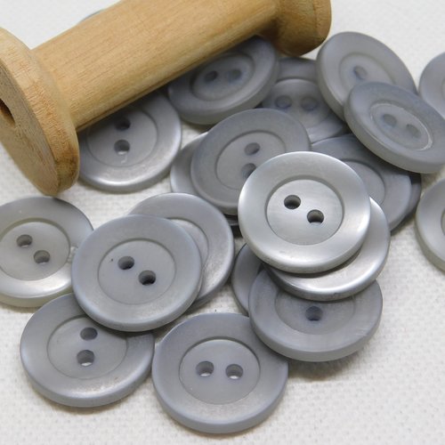 Bouton rond  gris - taille 18 mm -
