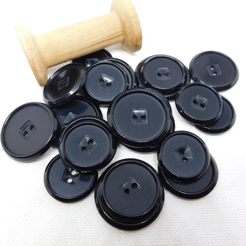 Bouton rond noir  - taille 22 mm -