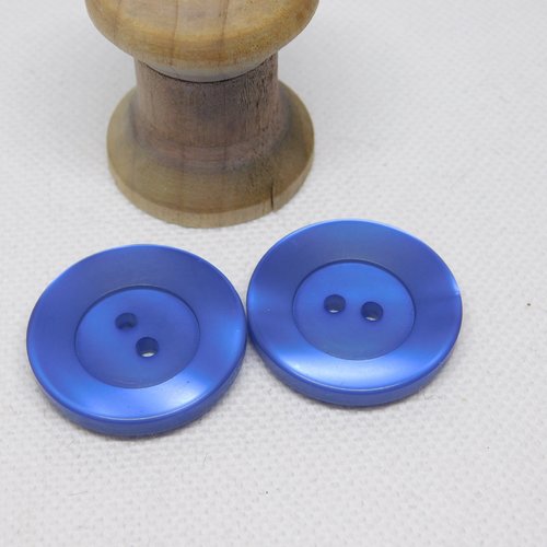 Bouton rond  bleu -  diamètre 25 mm