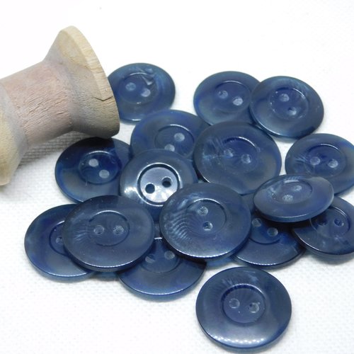 Bouton rond bleu - taille 20 mm -