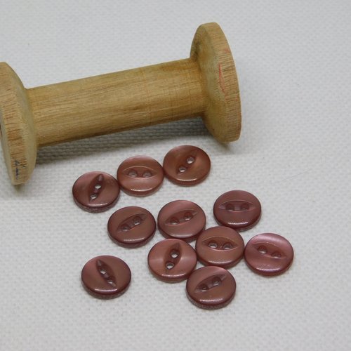 Bouton rond rose 2 trous - taille 10 mm -