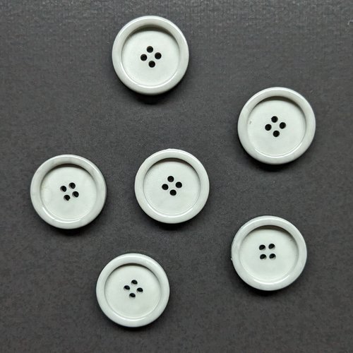 Lot de 6 boutons classiques unis gris clair 28mm