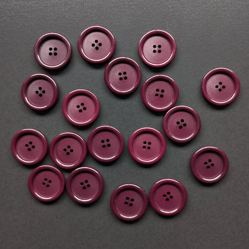 Lot de 18 boutons classiques unis rouge 28mm