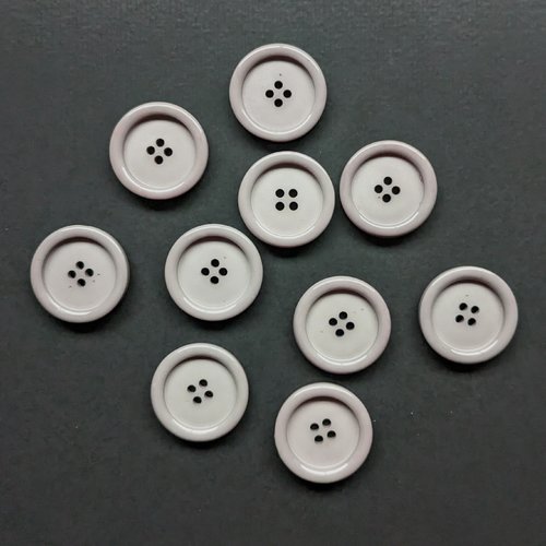 Lot de 10 boutons classiques unis gris taupe 28mm