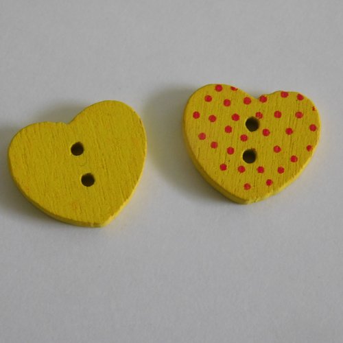 Bouton coeur jaune 2 trous