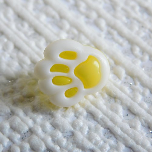 Bouton Patte De Chien Empreinte Animale Jaune Blanc Un