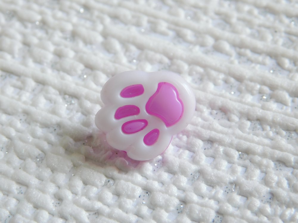 Bouton Patte De Chien Empreinte Animale Violet Blanc
