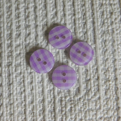 Bouton rond violet blanc 12mm 2 trous