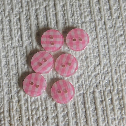 Bouton rond rose blanc 12mm 2 trous