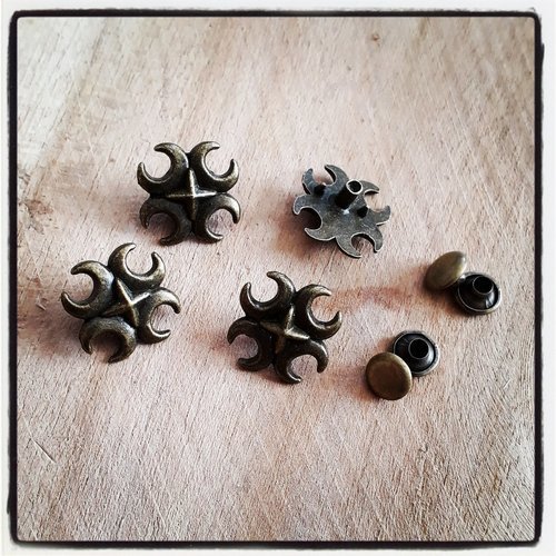 Lot de 4 sets rivets clou bronze 16mmx8mm 7mmx5mm 