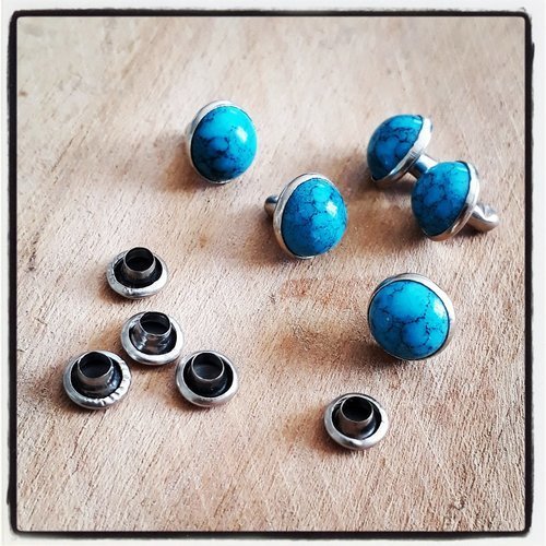 Lot de 4 rivets turquoises - 10mm rivet dos turquoise boucles d’oreilles 