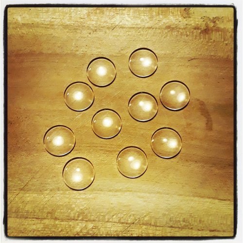 Lot de 10 cabochon en verre rond transparent 16 mm