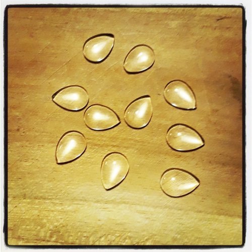  lot de 10 cabochons goutte en verre - 14 x 10 mm - 10 x 14 mm - 