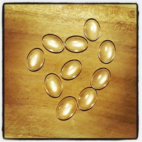  lot de 10 cabochons ovale en verre - 18 x 13 mm - 13 x 18 mm - 
