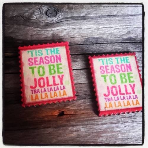 Lot de 2 timbres bois décorés noel embellissement scrapbooking 