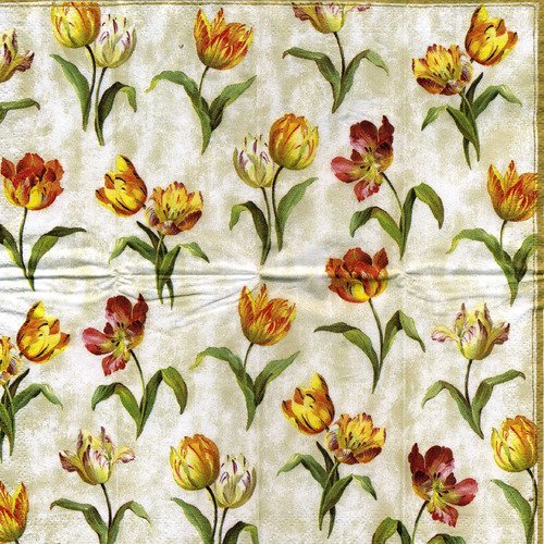 Mouchoir papier jolies tulipes jaunes, orangées