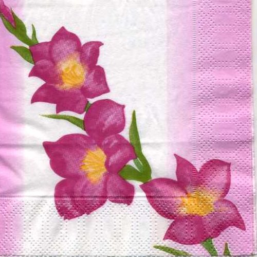 Serviette papier jolie fleur rose - glaieul