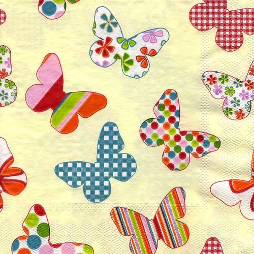 Serviette papier papillons multicolores