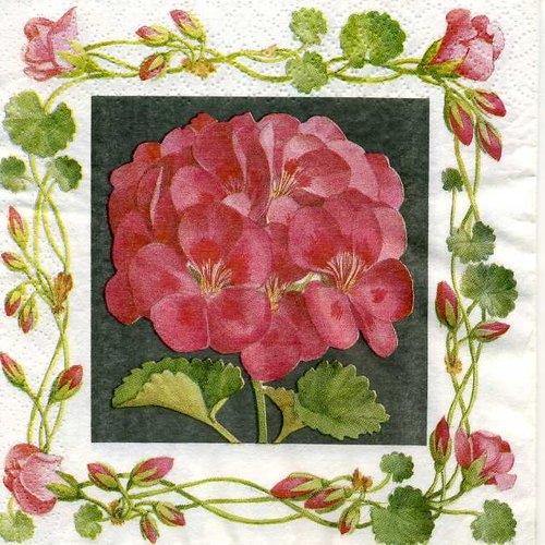 Serviette papier grosse fleur rose 10