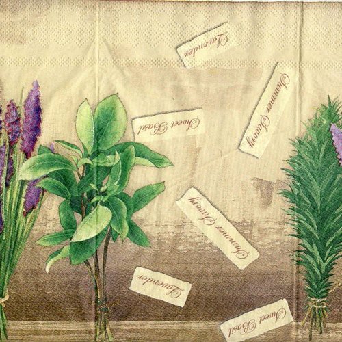 Serviette papier bouquet de lavande et herbes aromatiques 24