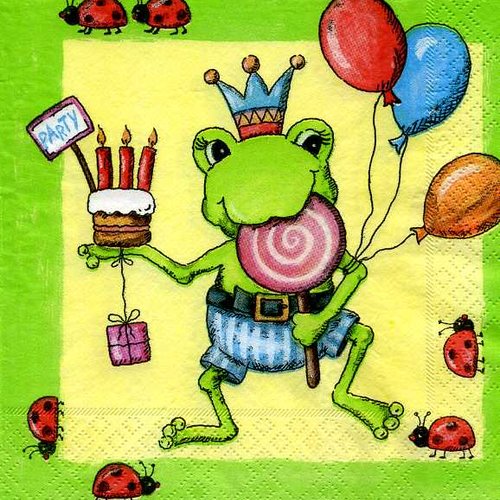 Serviette papier grenouille party, ballons