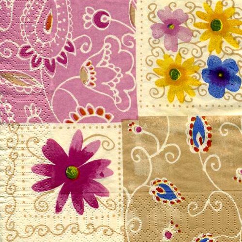 Serviette papier arabesques et fleurs stylisées