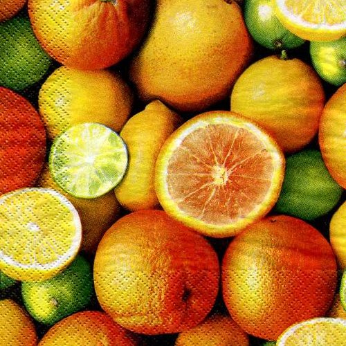 Serviette papier oranges, citrons, pamplemousse