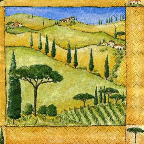 Serviette papier paysage de toscane