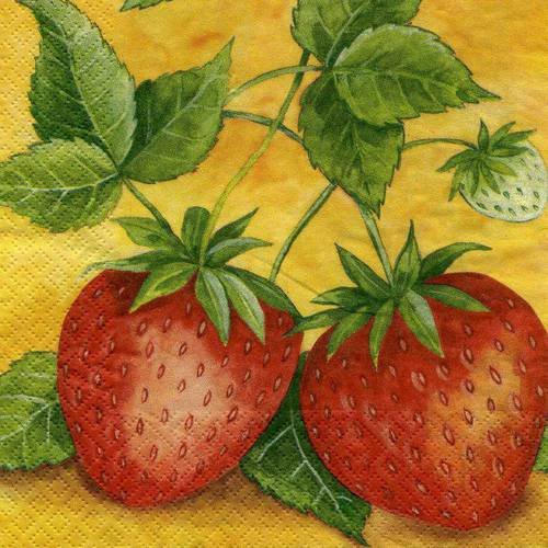 A. serviette papier deux fraises bien rouges 