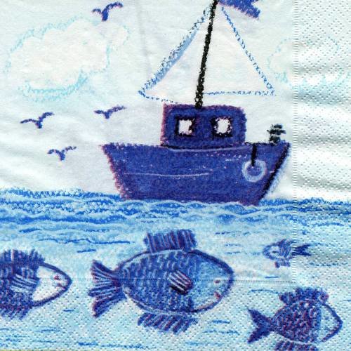 A. serviette papier la mer dessinée par les enfants 