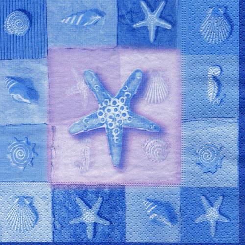 A. serviette papier étoile de mer et coquillages 