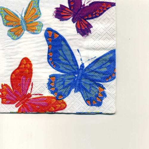A. serviette papier vol de papillons multicolores n°8 