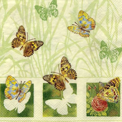 A. serviette papier vol de papillons multicolores n°6 