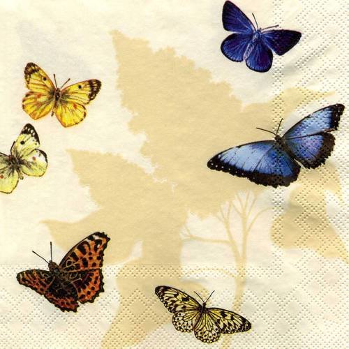 A. serviette papier vol de papillons multicolores n°4 