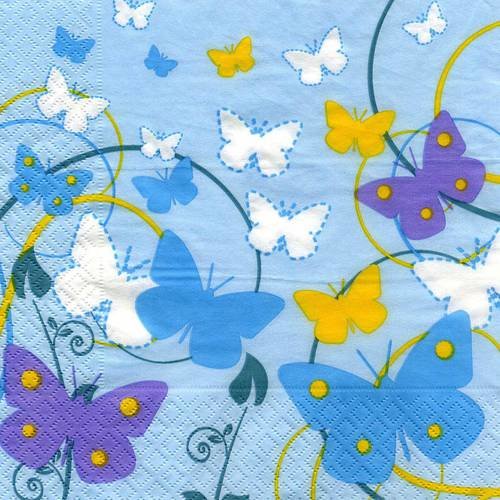 A. serviette papier vol de papillons multicolores n°2 
