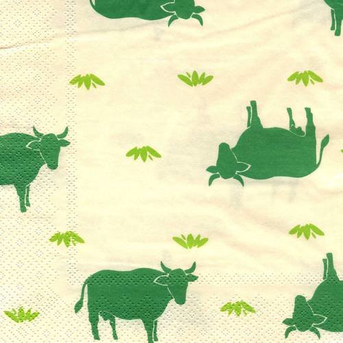 A. serviette papier vache stylisée verte 