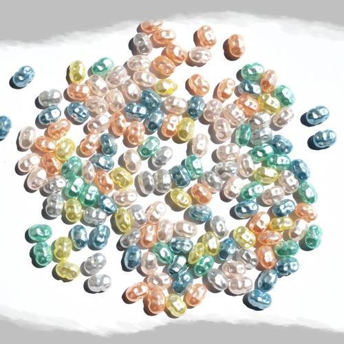 Perles oblongues multicolores, 