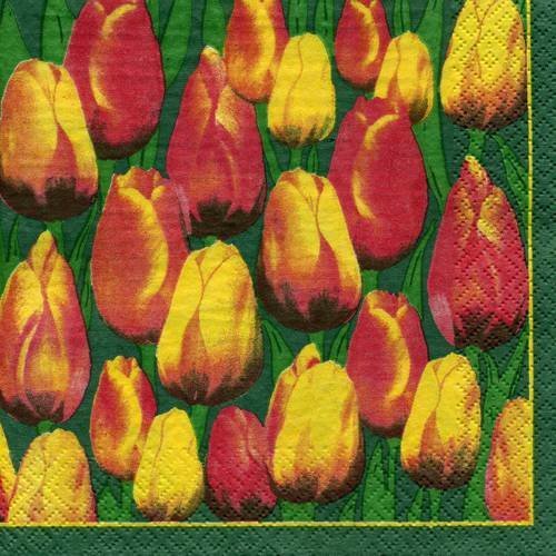 Serviette papier jolies tulipes jaunes et rouges 