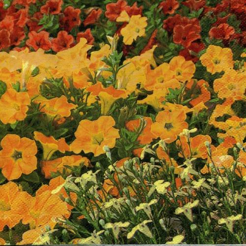 Serviette papier tapis de fleurs jaunes/oranges 
