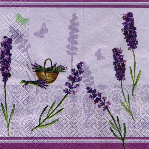 A. serviette papier brin de lavande et papillon 
