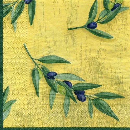 A. serviette papier branche d'olivier, olives 