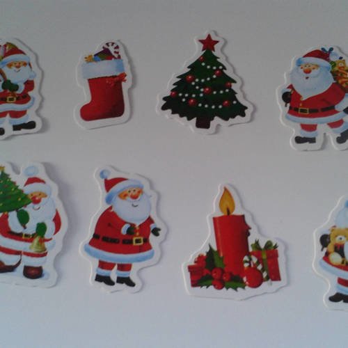 Lot De 8 Etiquettes Gommettes Noel Autocollantes Stickers s Die Cut Pour Embellir Vos Cadeaux Scrap Un Grand Marche